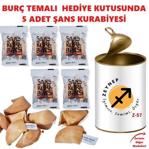 Kişiye Özel Burç ve İsimli Doğum Günü Hediyesi, Konsept Hediye Kutu - 5 Adet Sürpriz Mesajlı Şans Kurabiyesi