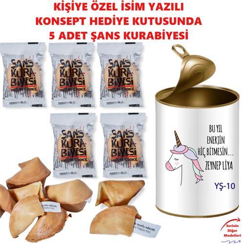 Kişiye Özel Motivasyon Hediye Kutu - (Motivasyon Mesajlı 5 Adet Şans Kurabiyesi)