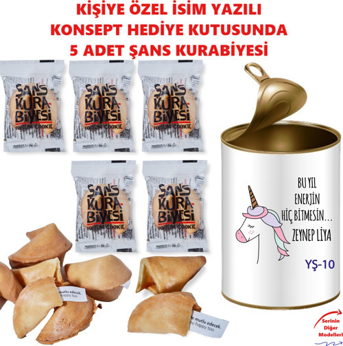 Kişiye Özel Motivasyon Hediye Kutu - (Motivasyon Mesajlı 5 Adet Şans Kurabiyesi)
