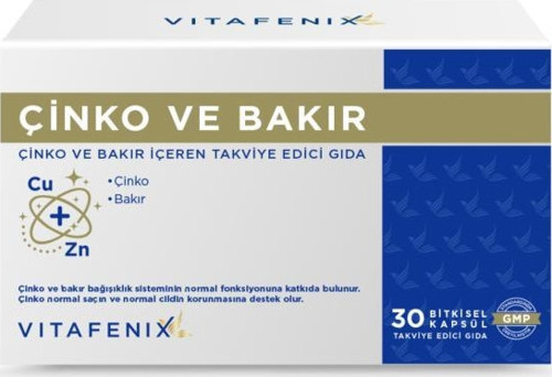 Çinko ve Bakır Takviye Edici Gıda 30 Kapsül- 10/2027