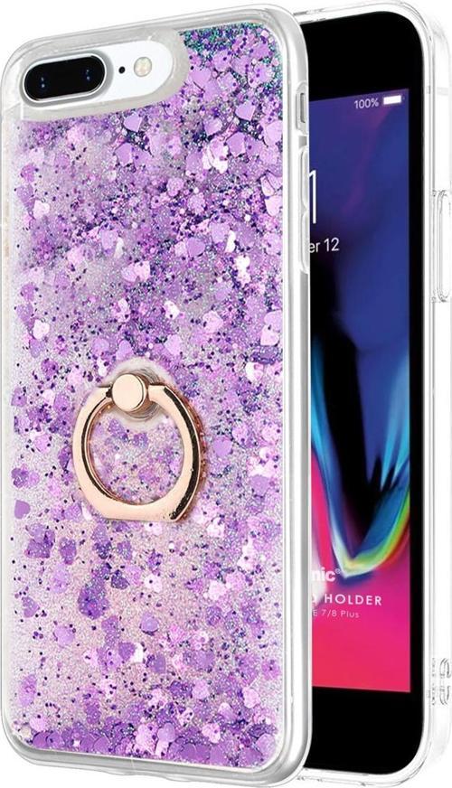 Apple iPhone 7 Plus Kılıf Glitter Liquid Holder Mor
