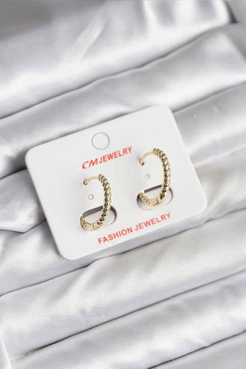 14K Gold Renk Kaplama Burgu Halka CM Kadın Küpe