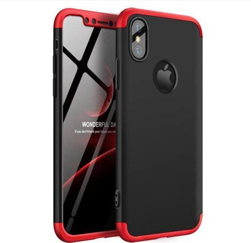 Apple iPhone XS Kılıf Double Dip 360 Protective Siyah Kırmızı
