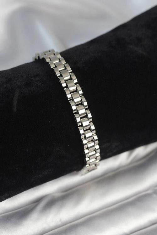 316L Çelik Gümüş Renk 7 mm Kalınlık Erkek Bileklik