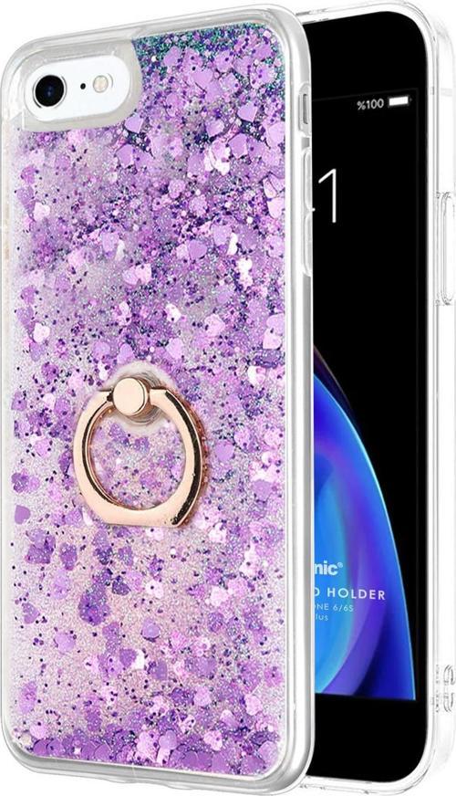 Apple iPhone 6S Kılıf Glitter Liquid Holder Mor