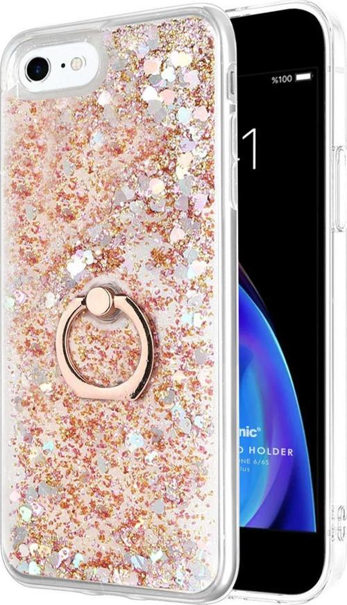Apple iPhone 6S Kılıf Glitter Liquid Holder Gold