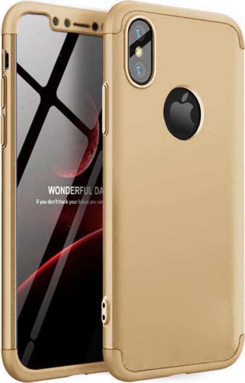 Apple iPhone X Kılıf Double Dip 360 Protective Gold