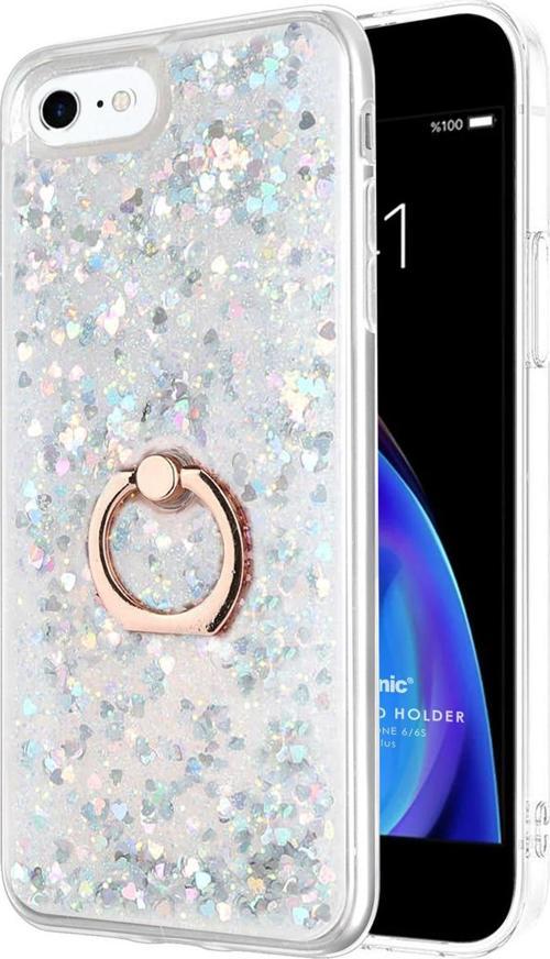 Apple iPhone 6S Kılıf Glitter Liquid Holder Gümüş