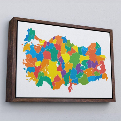 Çerçeveli Kanvas Türkiye Haritası Dekoratif Tablo-1099