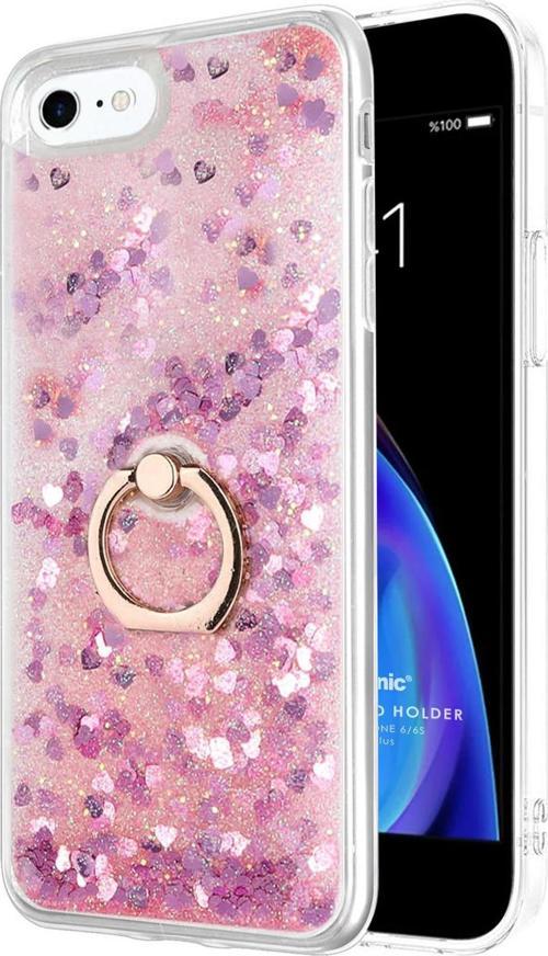 Apple iPhone 6 Plus Kılıf Glitter Liquid Holder Pembe