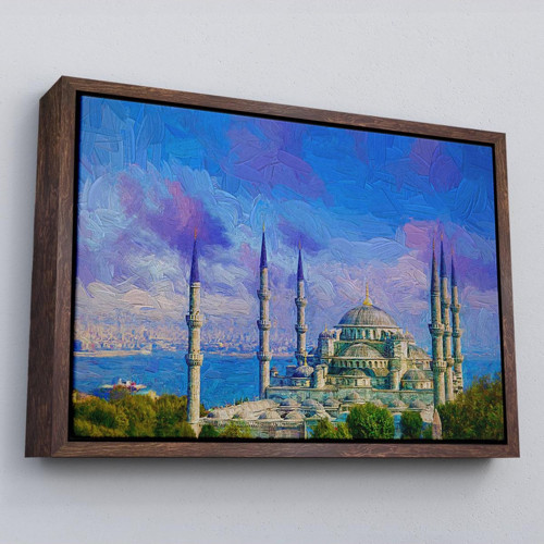 Çerçeveli Sultan Ahmet Camii Yağlıboya Görünüm Kanvas Duvar Tablosu-3691