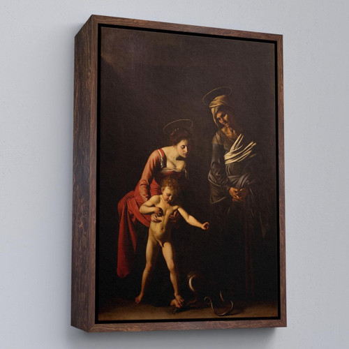 Çerçeveli Caravaggio - Madonna Ve Çocuk, Aziz Anne İle Tablo-7359