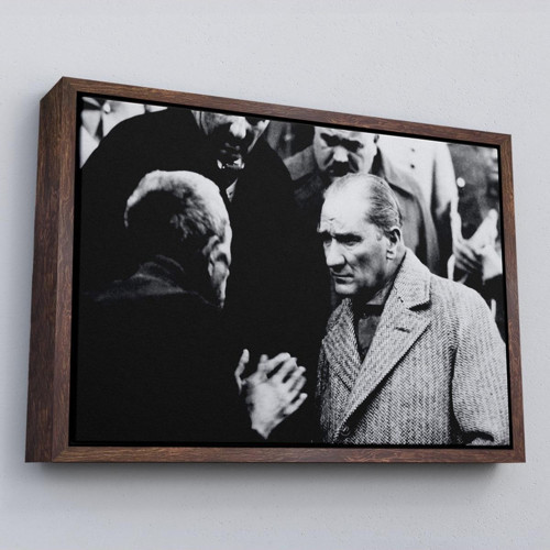 Çerçeveli Atatürk Portre Tablosu Mustafa Kemal Atatürk Dikdörtgen Dekoratif Kanvas Tablo-147