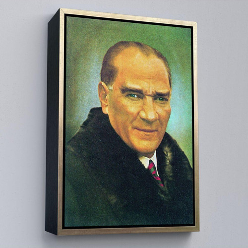 Çerçeveli Atatürk Portre Tablosu Mustafa Kemal Atatürk Dikdörtgen Dekoratif Kanvas Tablo-70