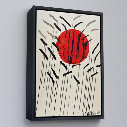 Çerçeveli Alexander Calder Kızıl Güneş Ve Uzun Otlar Tablosu - Cattails With Red Sun-8090