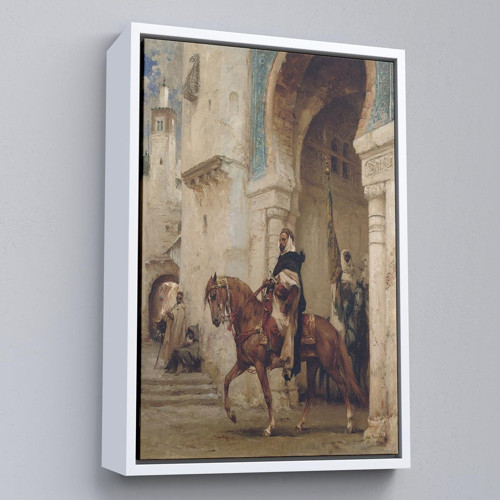 Çerçeveli Henri Émilien Rousseau - Saraydan Ayrılan Süvari Tablosu - Horseman Leaving À Palace-7330