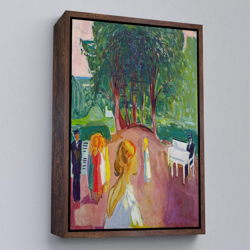 Çerçeveli Edvard Munch - Parkta Flört Tablosu-7303