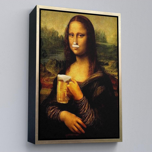 Çerçeveli Bira İçme Mona Lisa Kanvas Tablo, Olağandışı Mona Lisa Kanvas Tablo-5219