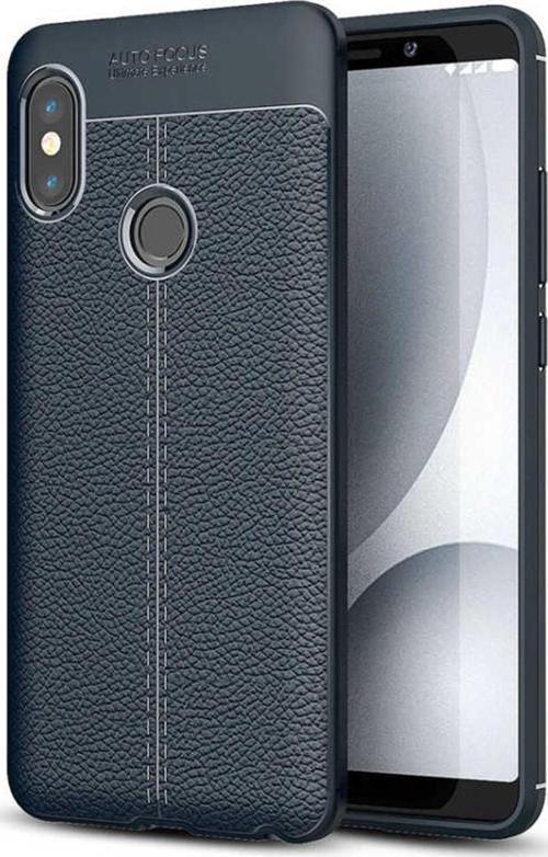 Xiaomi Redmi Note 5 Kılıf Deri Dokulu Silikon Lacivert