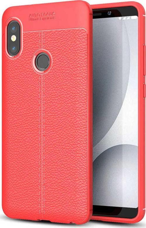 Xiaomi Redmi Note 5 Kılıf Deri Dokulu Silikon Kırmızı