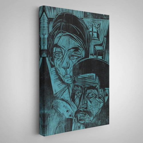 Ernst Ludwig Kirchner - Kulübedeki Köylü Çift Tablosu-8078