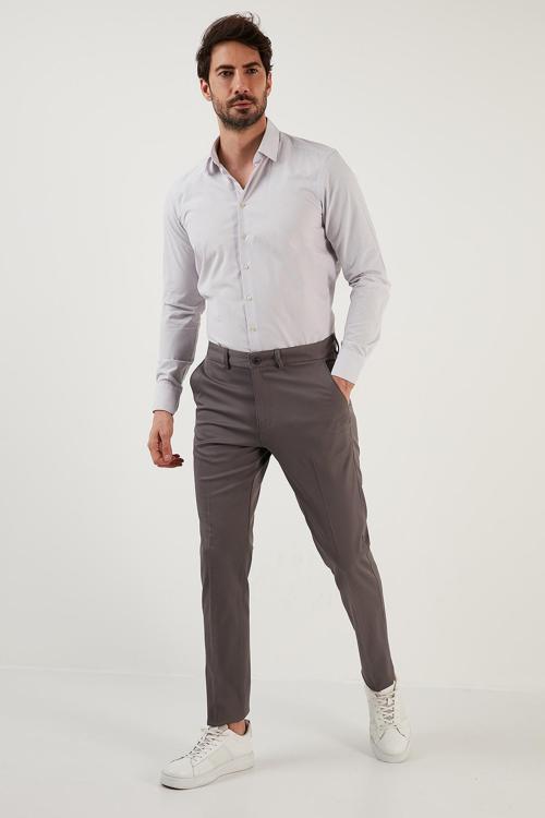 Pamuklu Normal Bel Regular Fit Düz Paça Erkek Pantolon 613HISAR ANTRASİT