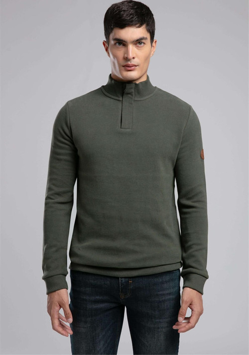Pamuklu Regular Fit Fermuarlı Dik Yaka Erkek Sweat 261 LCM 241068 5201 HAKİ
