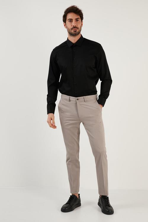 Pamuklu Normal Bel Regular Fit Düz Paça Erkek Pantolon 613HISAR GRİ