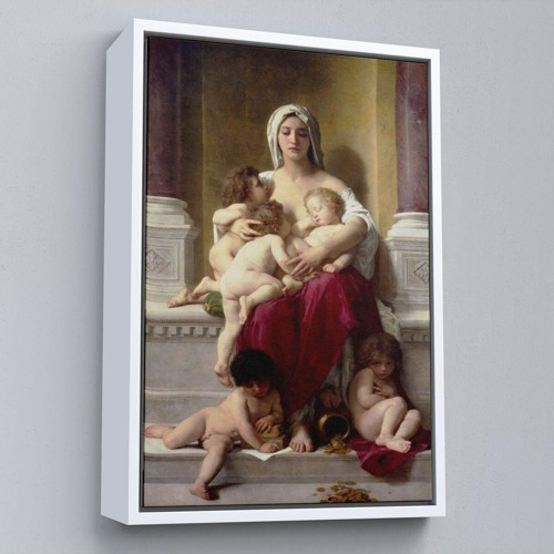 Çerçeveli Yetiştirme Yurdundaki Kadın Ve Çocuklar Duvar Tablosu William-Adolphe Bouguereau-6147