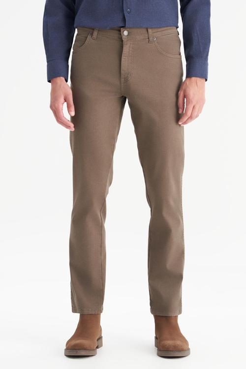 Pamuklu Slim Fit Normal Bel Dar Paça Erkek Pantolon W12S004191 19T HAKİ