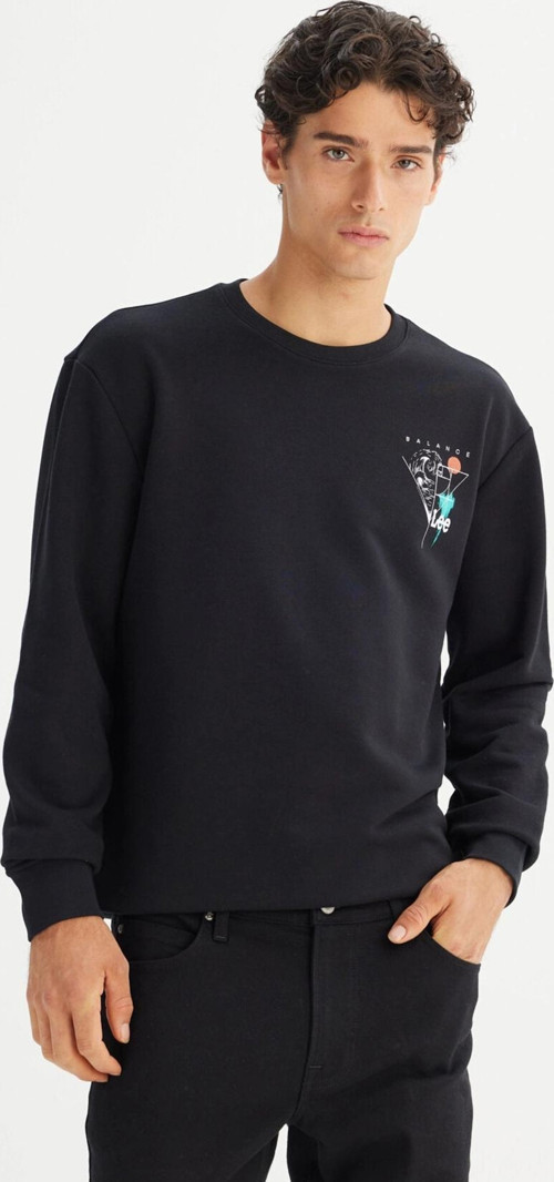 Pamuklu Regular Fit Baskılı Bisiklet Yaka Erkek Sweat L2520361 001 SİYAH