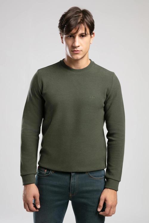 Pamuklu Regular Fit Logolu Bisiklet Yaka Erkek Sweat 261 LCM 241063 5203 AÇIK HAKİ