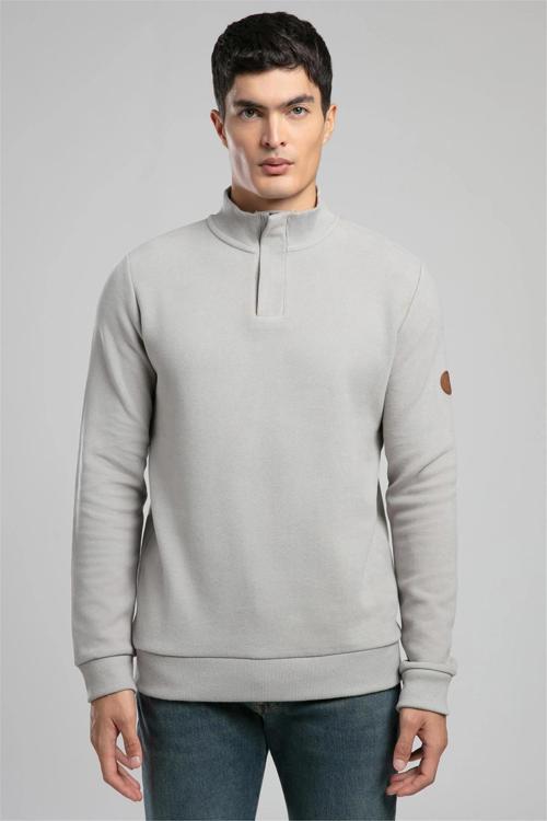Pamuklu Regular Fit Fermuarlı Dik Yaka Erkek Sweat 261 LCM 241068 1201 BEJ