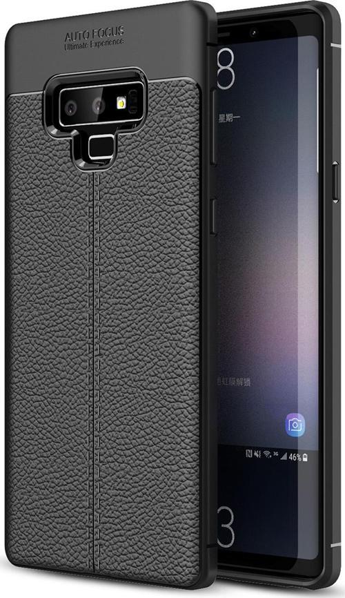 Samsung Galaxy Note 9 Kılıf Deri Dokulu Silikon Siyah