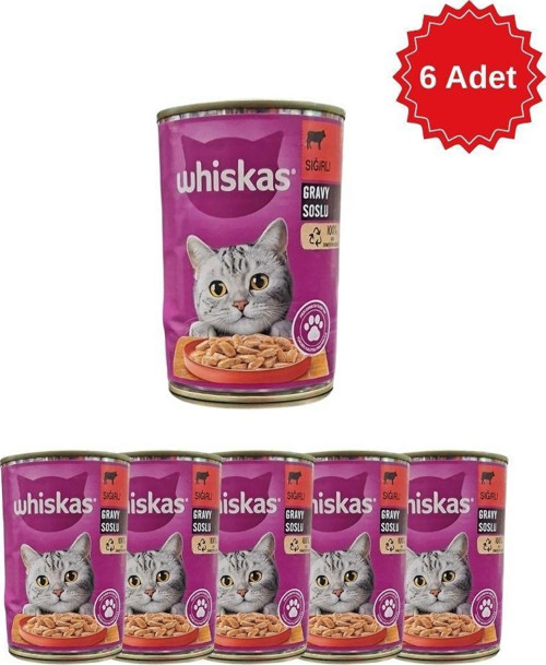 Sığır Etli Konserve Kedi Maması 400 Gr x 6 Adet - Gerçek Et Lezzeti, Büyük Boy Ziyafet