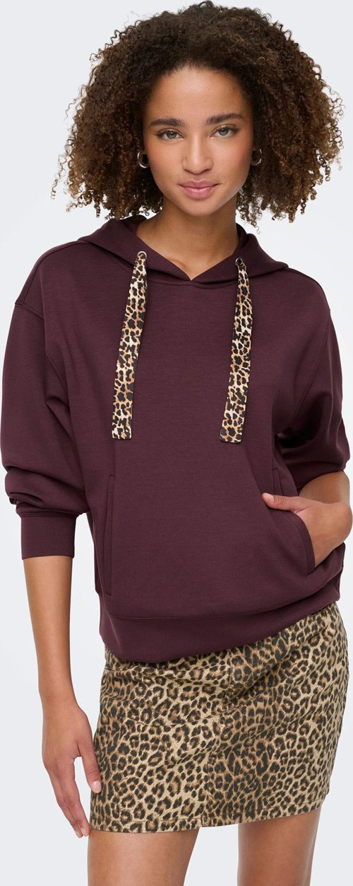Onlalina Regular Fit Kapüşon Yaka Bayan Sweat 15364546 BORDO