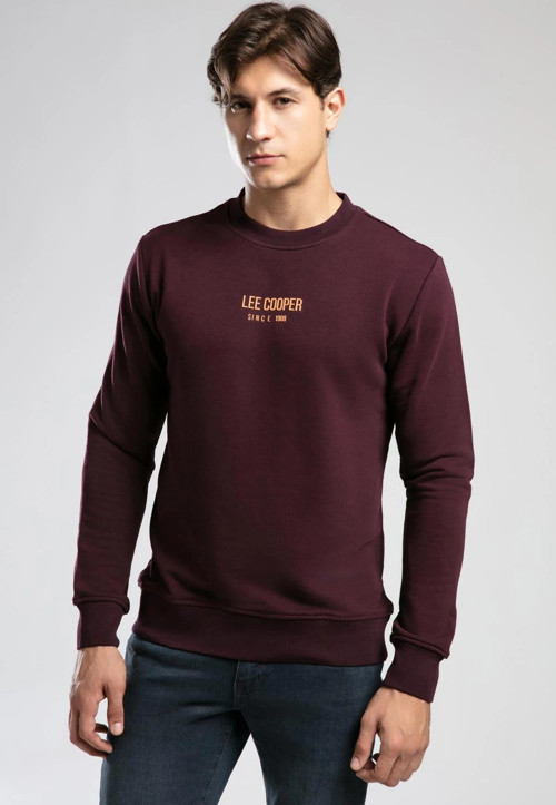 Pamuklu Regular Fit Logolu Bisiklet Yaka Erkek Sweat 261 LCM 241040 4201 MÜRDÜM
