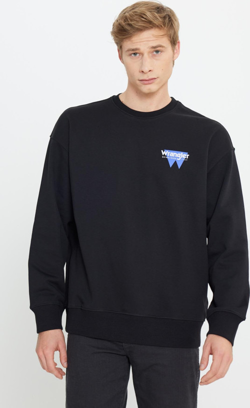 Pamuklu Oversize Fit Sırt Baskılı Şardonlu Erkek Sweat W232243 001 SİYAH