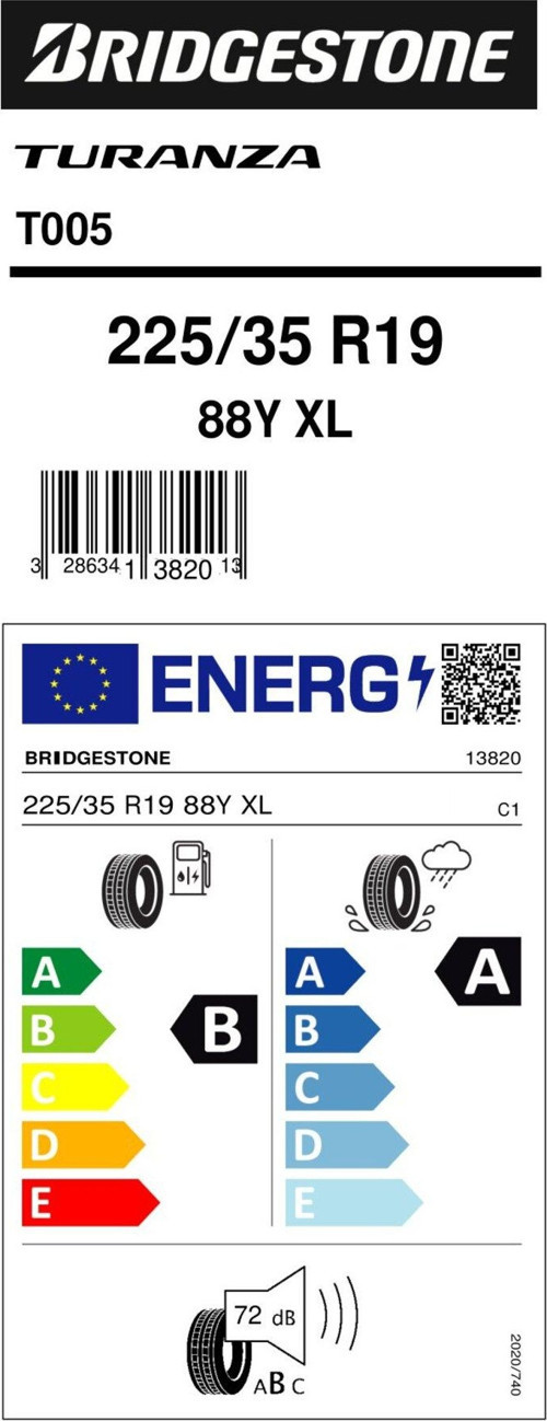 225/35R19 88Y XL TURANZA T005 OTO YAZ LASTİĞİ (ÜRETİM YILI:2020)