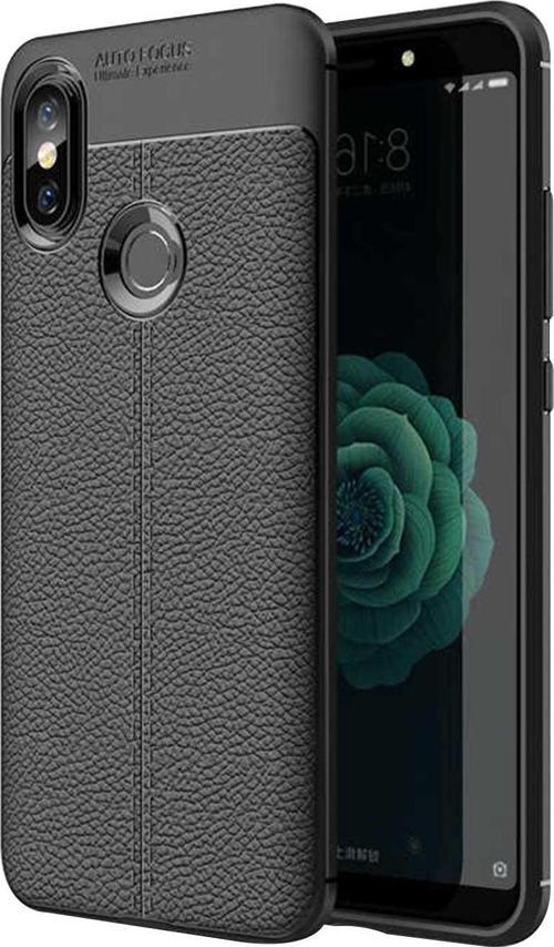 Xiaomi Redmi S2 Kılıf Deri Dokulu Silikon Siyah