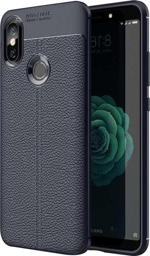 Xiaomi Redmi S2 Kılıf Deri Dokulu Silikon Lacivert
