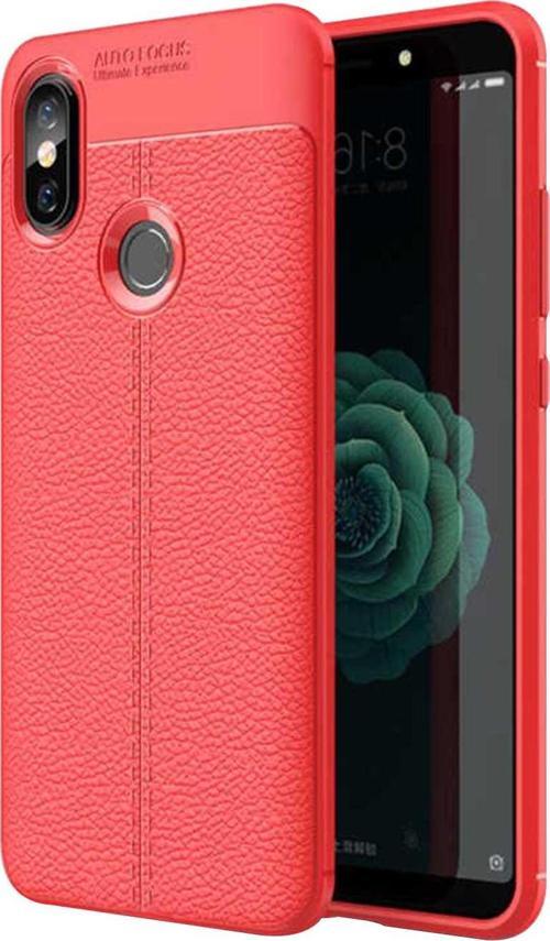 Xiaomi Redmi S2 Kılıf Deri Dokulu Silikon Kırmızı