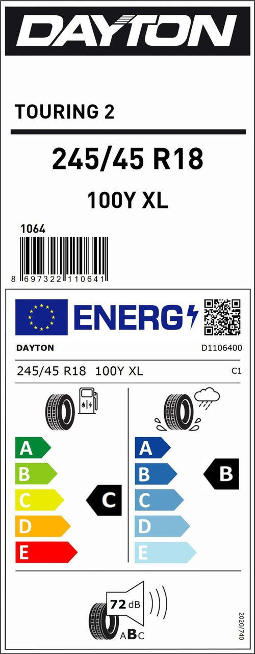 245/45R18 100Y XL TOURING 2 OTO YAZ LASTİĞİ (ÜRETİM YILI:2025)