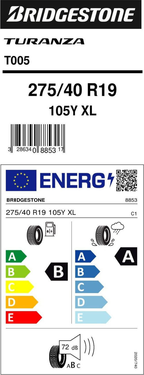 275/40R19 105Y XL TURANZA T005 OTO YAZ LASTİĞİ (ÜRETİM YILI:2021)