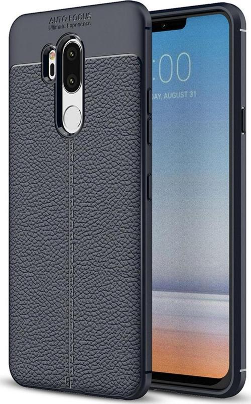 LG G7 Kılıf Deri Dokulu Silikon Lacivert