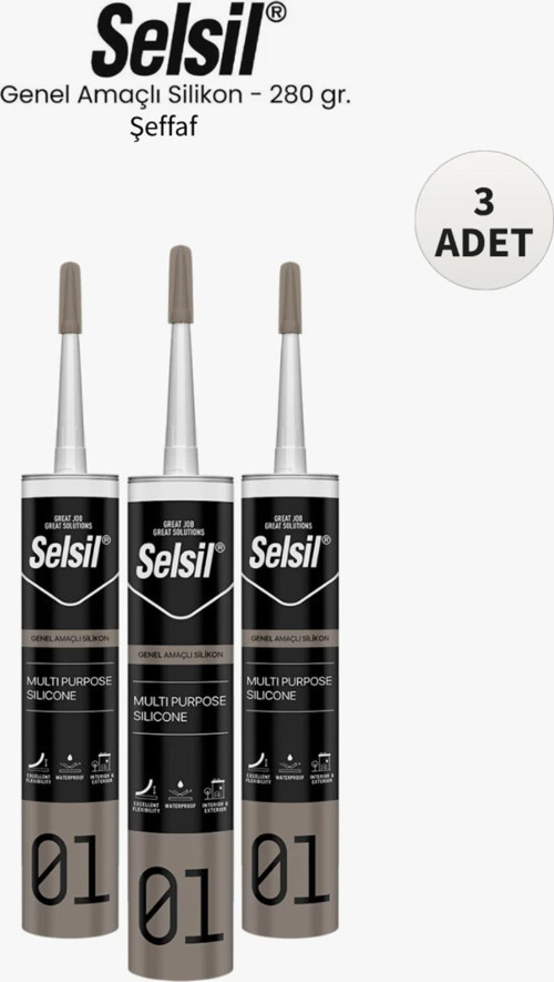 3 Adet Şeffaf Vedayanıklı Silikon Hatasız Montaj