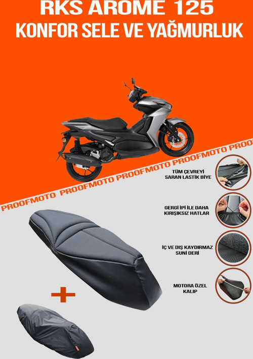 RKS AROME 125 Uyumlu Konfor Sele Ve Yağmurluk Kılıf