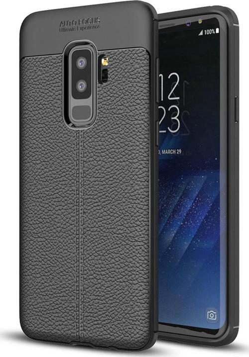 Samsung Galaxy S9 Plus Kılıf Deri Dokulu Silikon Siyah