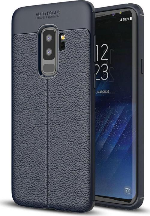 Samsung Galaxy S9 Plus Kılıf Deri Dokulu Silikon Lacivert