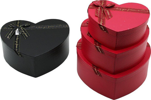 3PCS KALP MAT MİX RENKLİ - KABARTMA DESEN KARTON HEDİYE KUTUSU KURDELALI 31X28-27X24-23X20CM (5314)